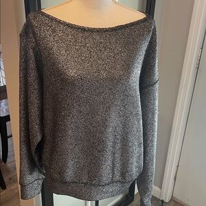 Express…Like New Metallic Long Sleeve Black & Silver Top…Size Medium